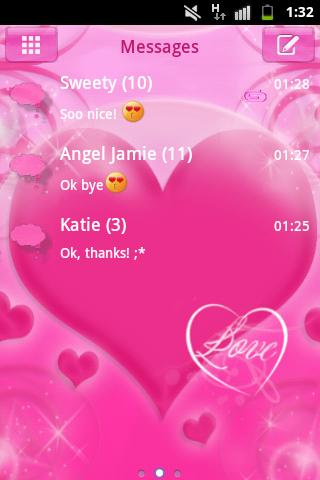 Pink Love Theme GO SMS Pro