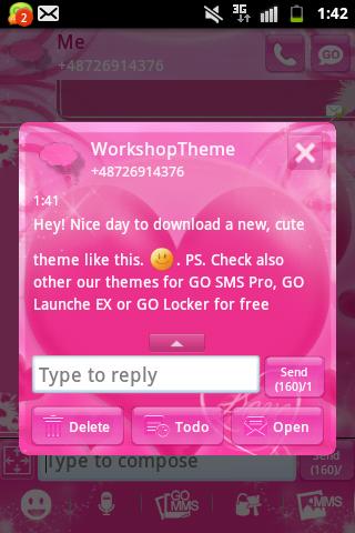 Pink Love Theme GO SMS Pro