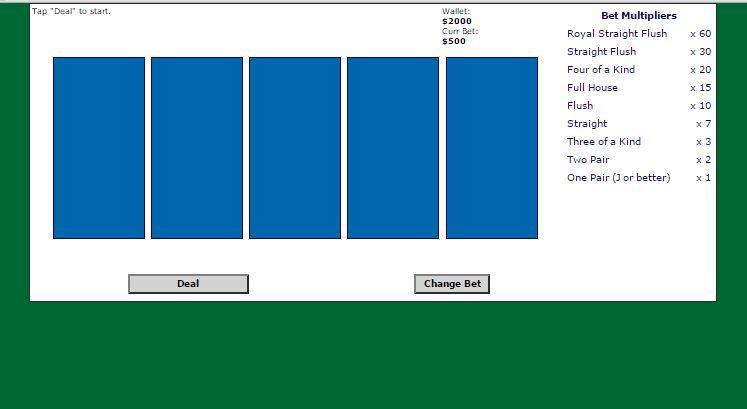 5 Card Draw Poker Solitaire