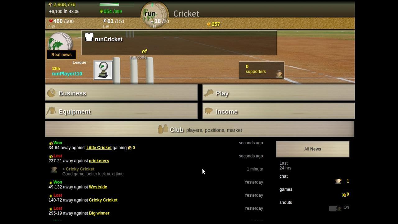 run Cricket Manager