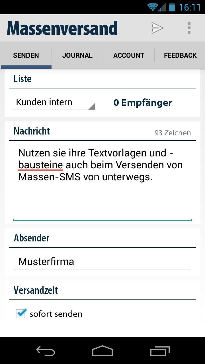 massen SMS Versand Gateway App