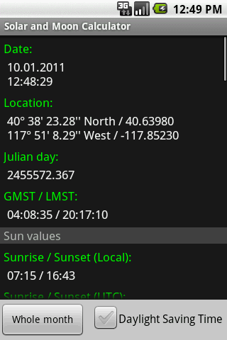 Solar and Moon Calculator