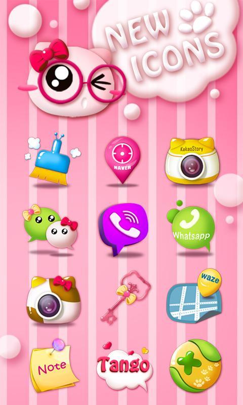 Pinky Cat GO Launcher Theme