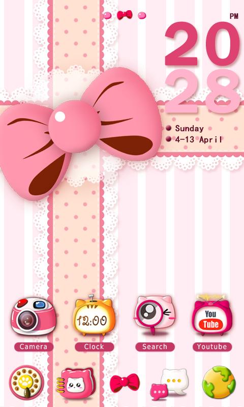 Pinky Cat GO Launcher Theme