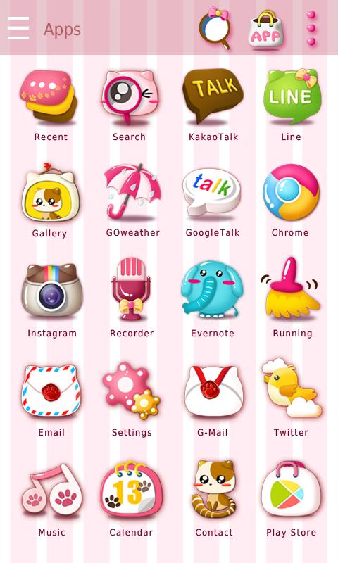 Pinky Cat GO Launcher Theme