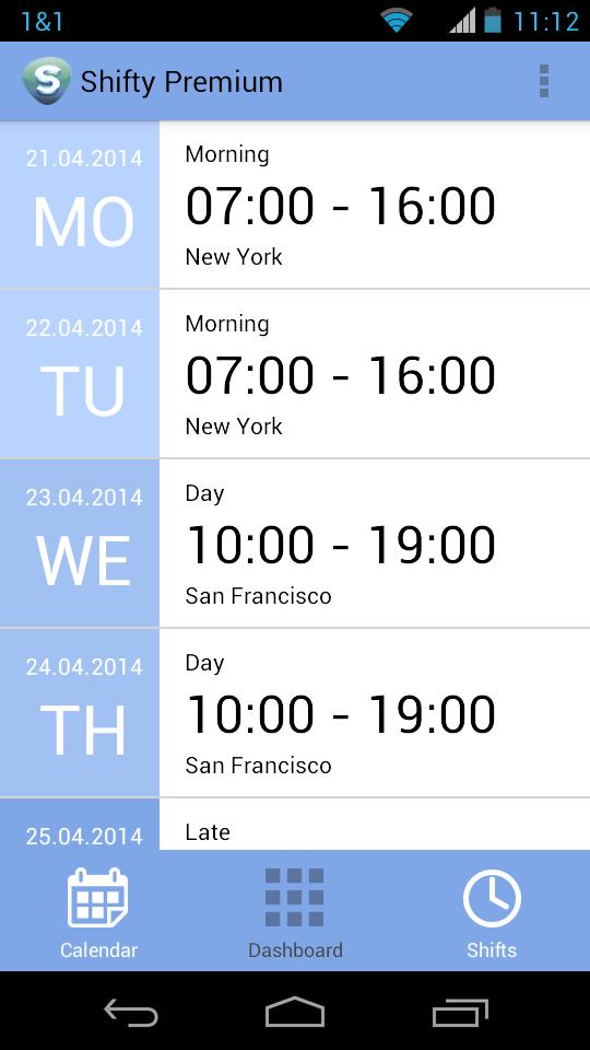 Work Calendar Shifty Pro