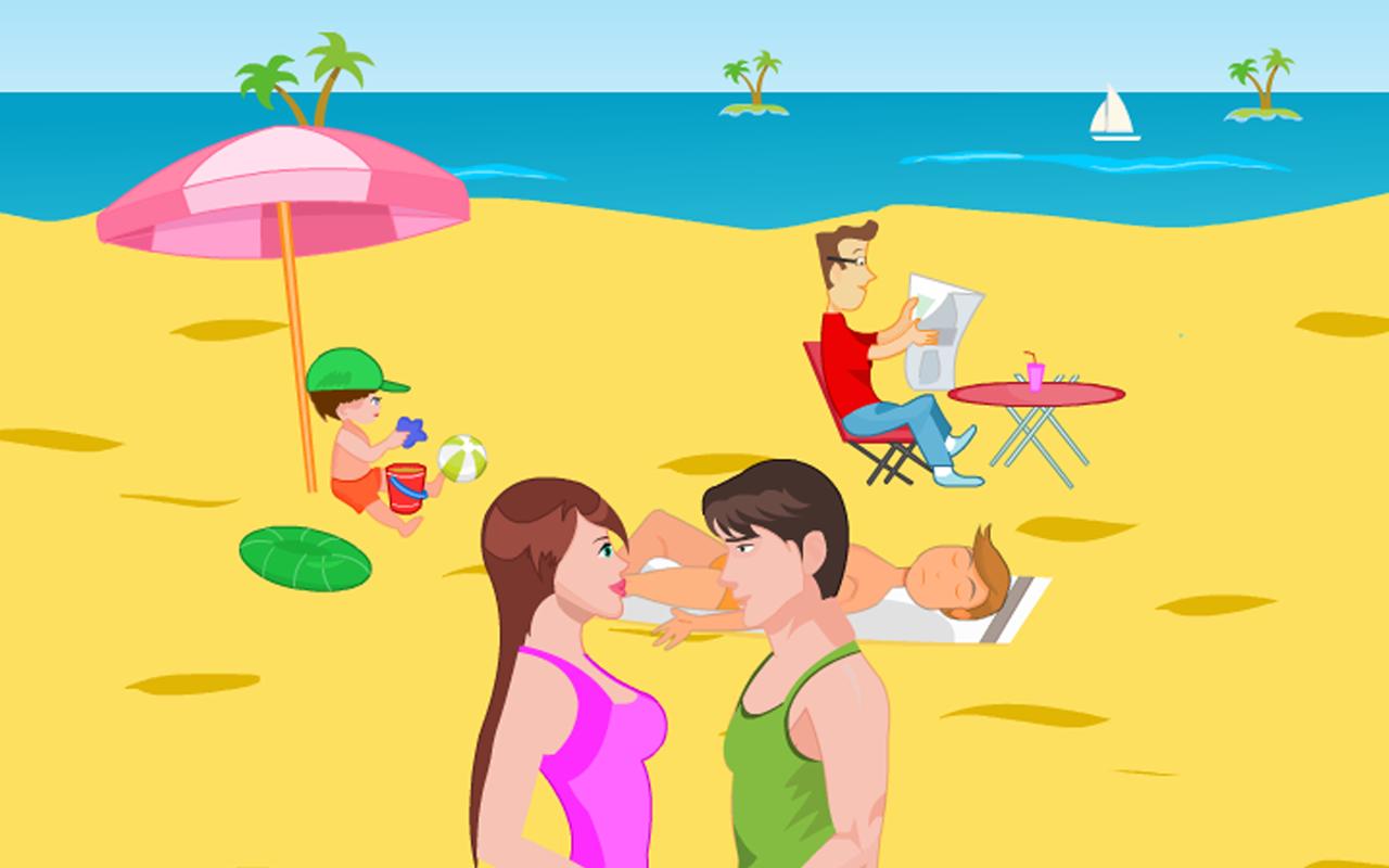 Kissing Game-Beach Couple Fun