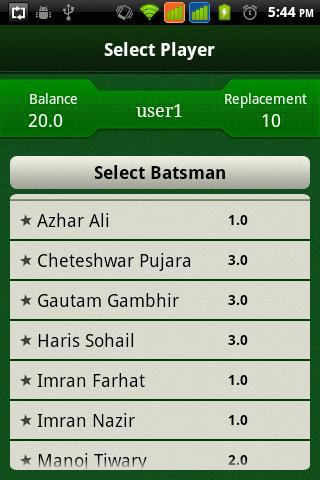 Cricket Selector