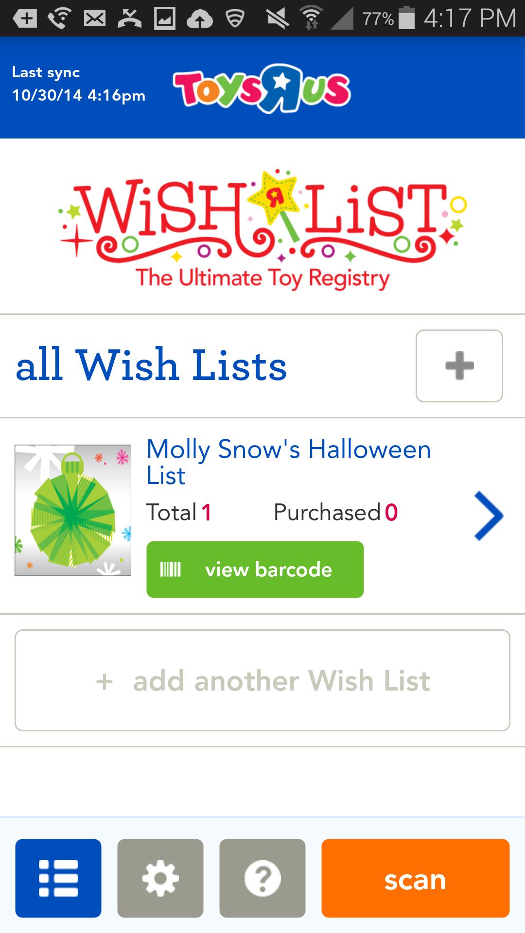 Toys "R" Us Wish List