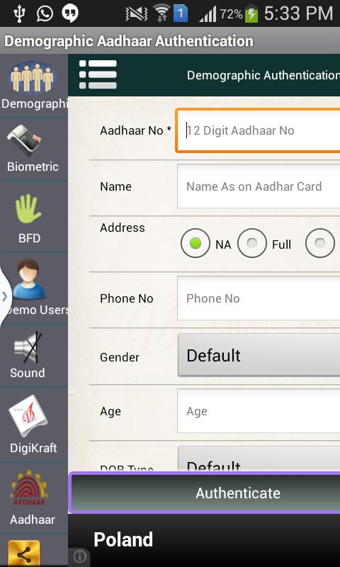 Aadhaar Authentication and BFD