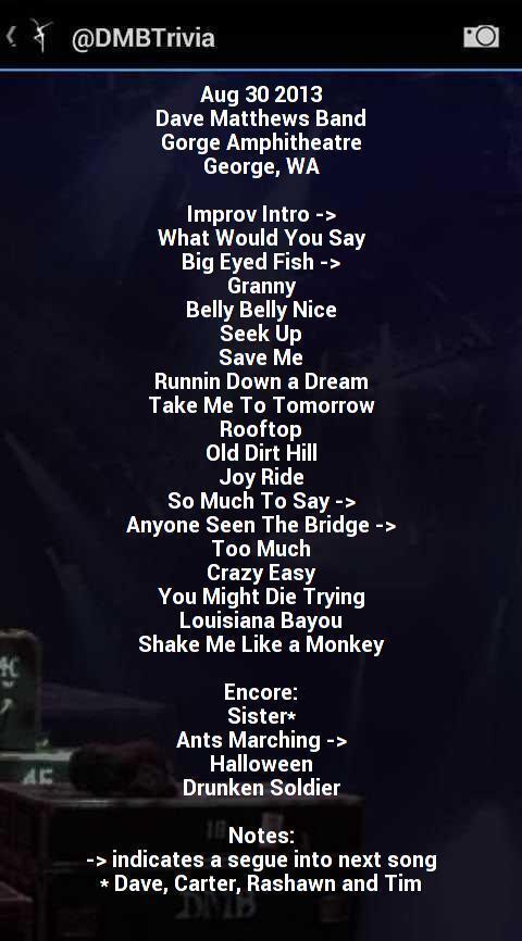 DMB Setlist & Trivia