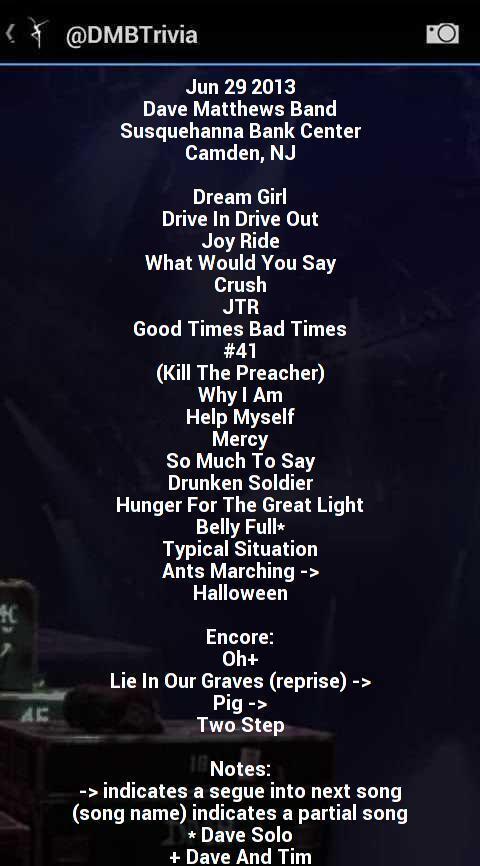 DMB Setlist & Trivia