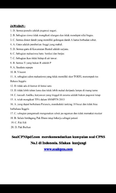 Rangkuman Soal CPNS 2014