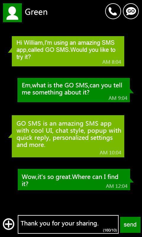 GO SMS Pro WP8 Green ThemeEX