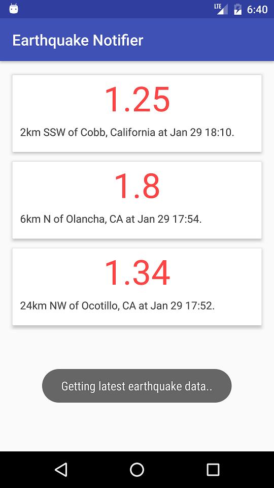 EarthQuake Application