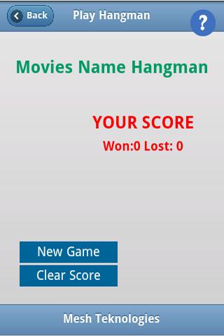 Movies Names Hangman