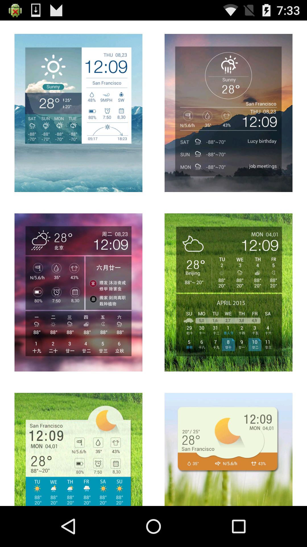 Flat&Card Style weather clock