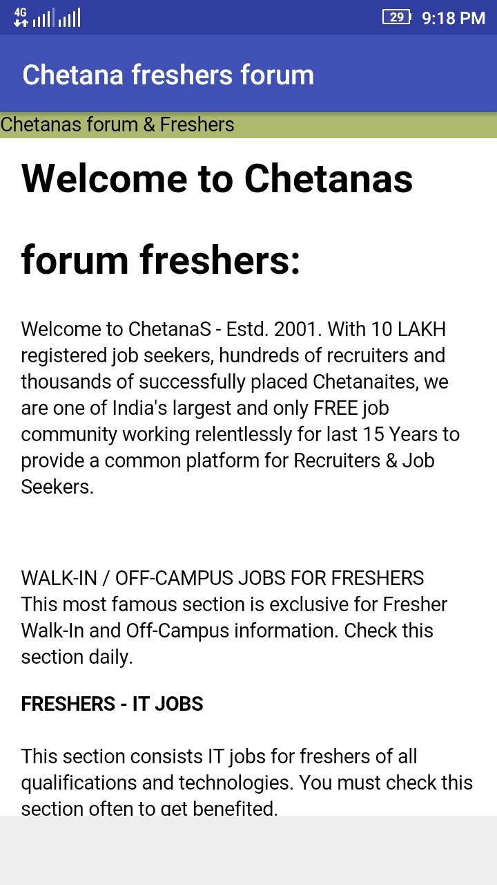 Chetanas ForumWalkins Freshers