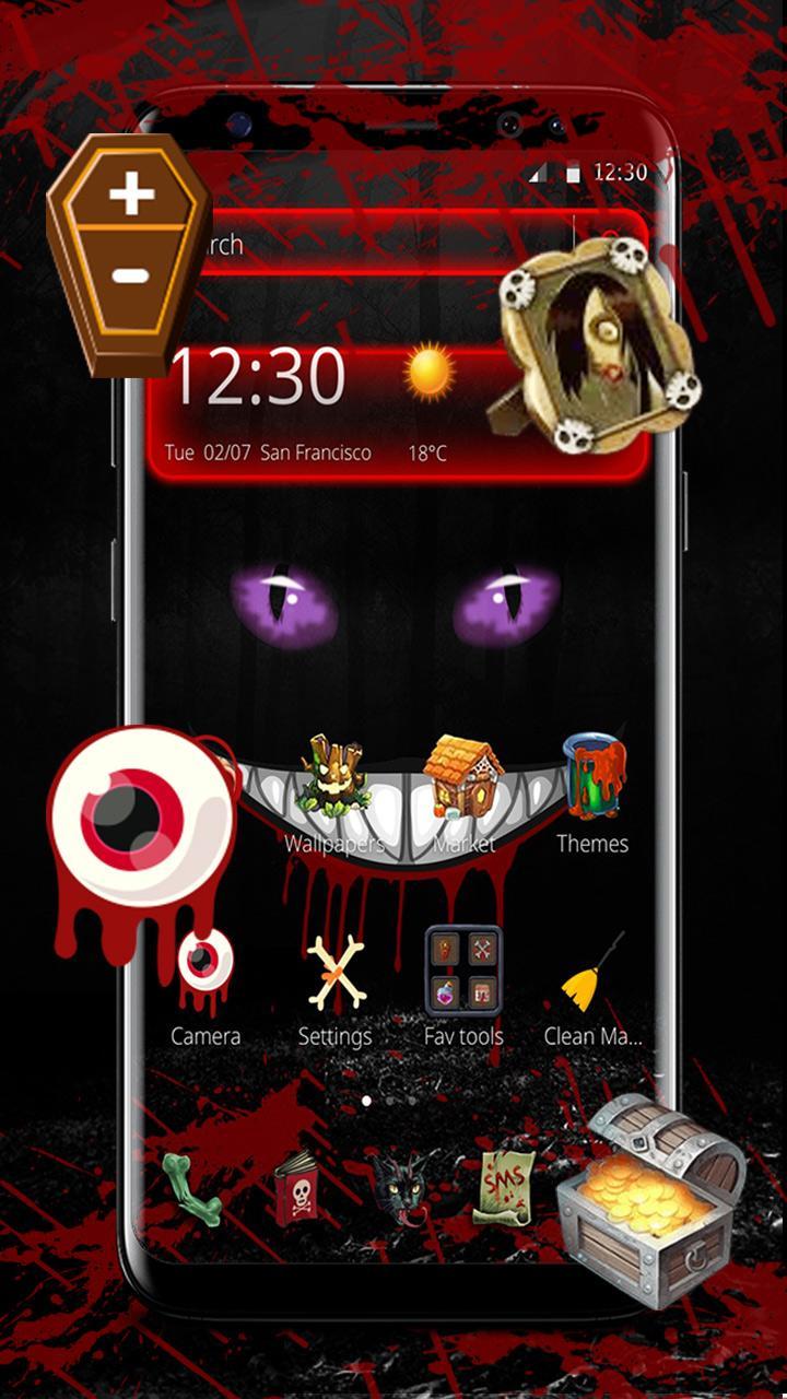 Scary Black Red Evil Cat Theme