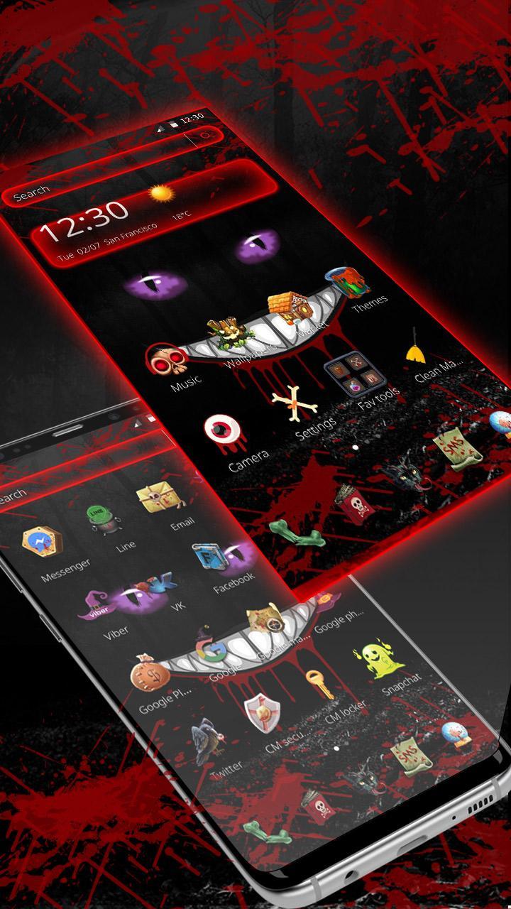 Scary Black Red Evil Cat Theme