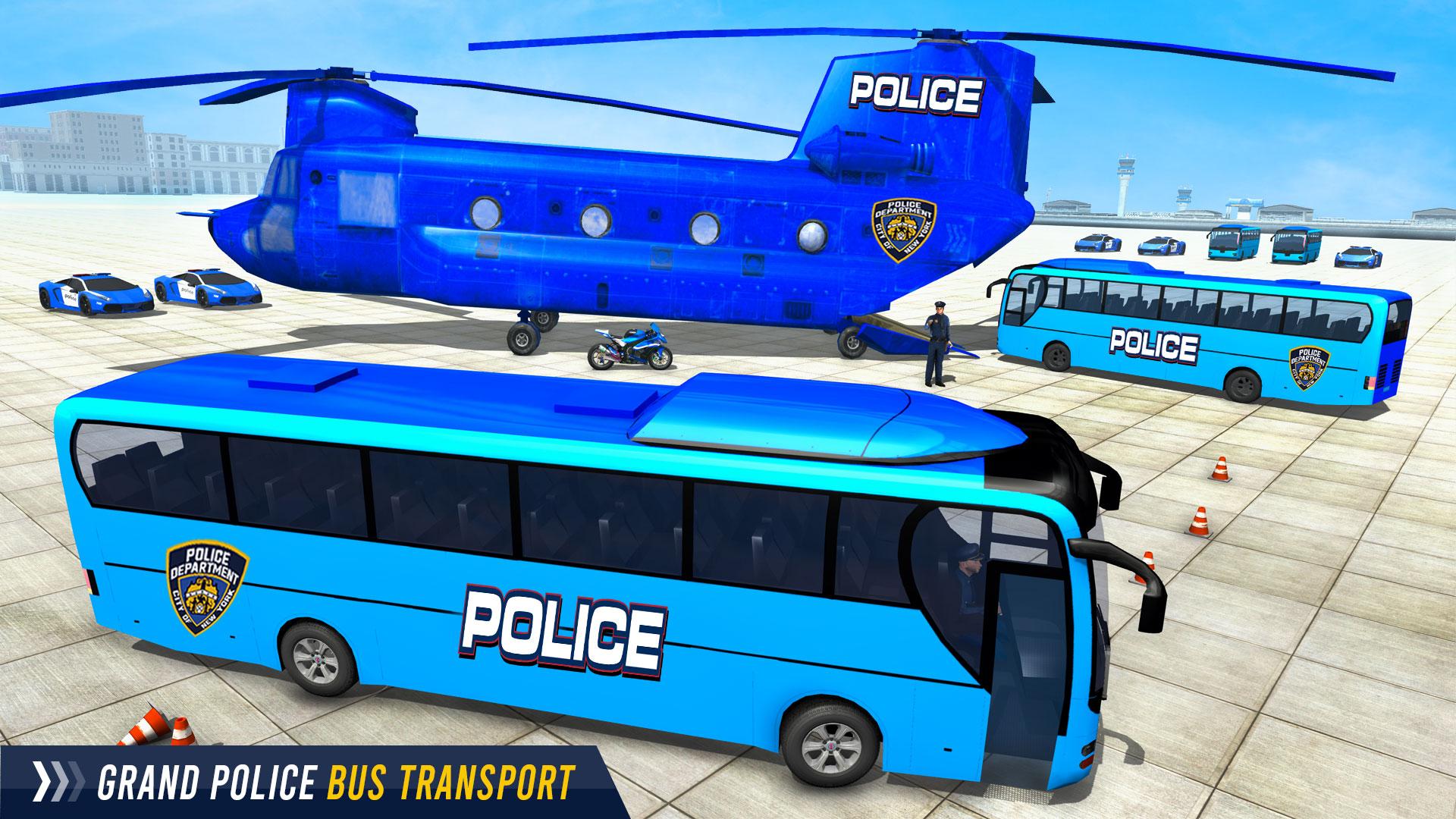 Grand Police Bus Transport Truck: Airplane Games