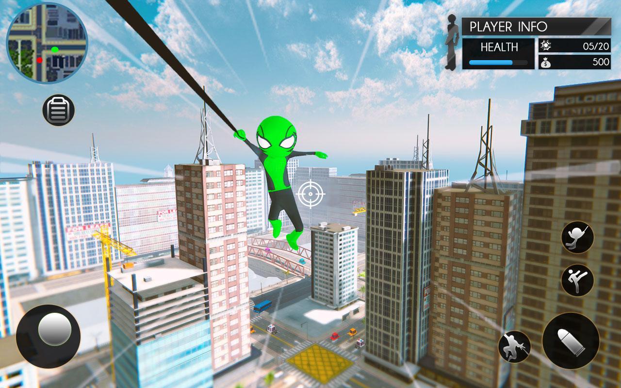 Spider Stickman Rope Hero - Crime City Gangster