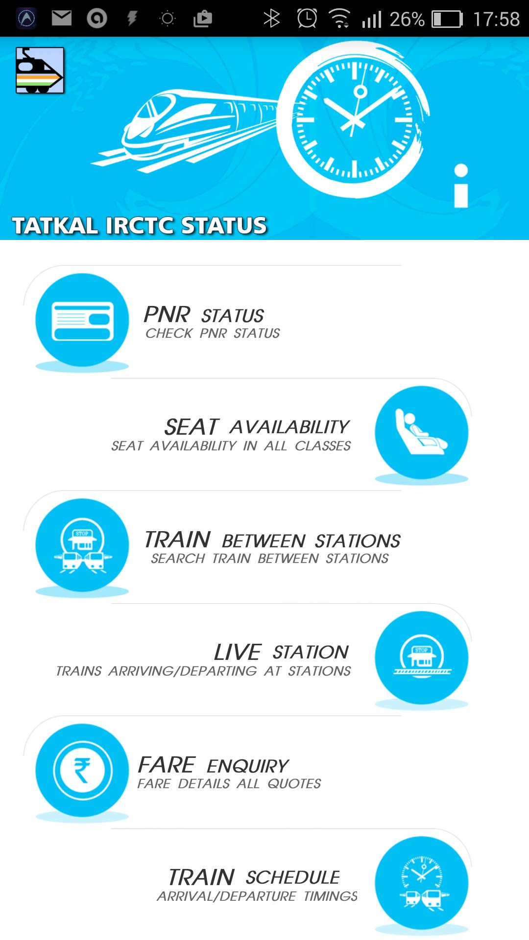 Tatkal IRCTC Status
