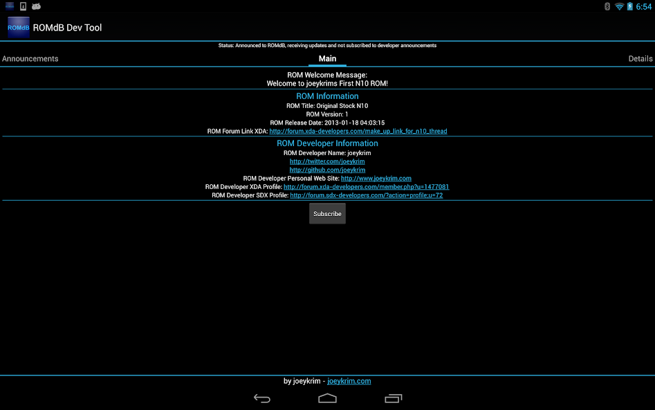 ROMDashboard Developer Tool