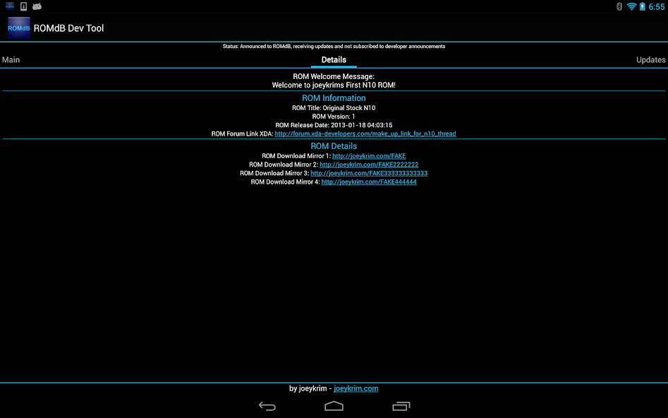 ROMDashboard Developer Tool
