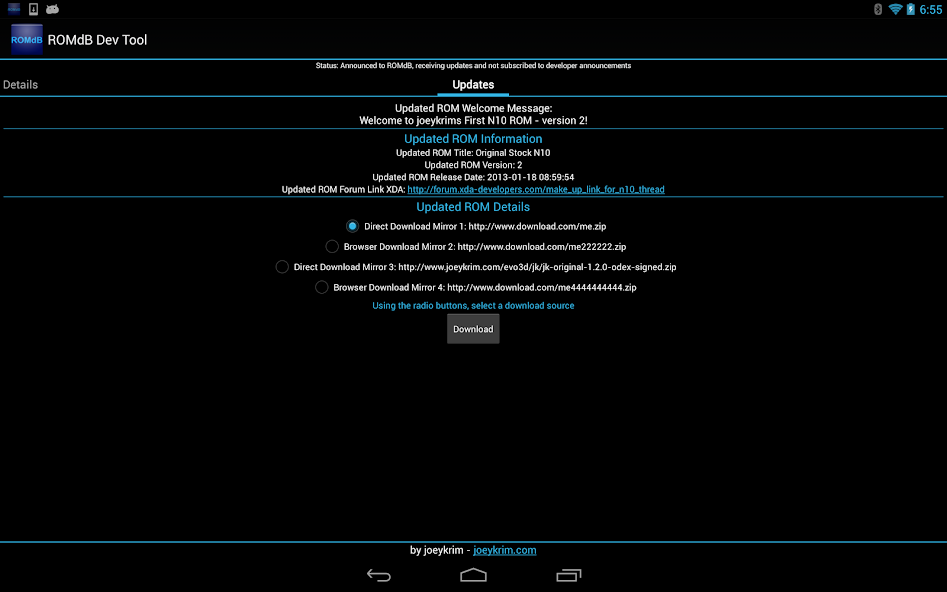 ROMDashboard Developer Tool