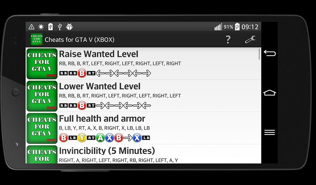 Cheats for GTA V (XBOX)