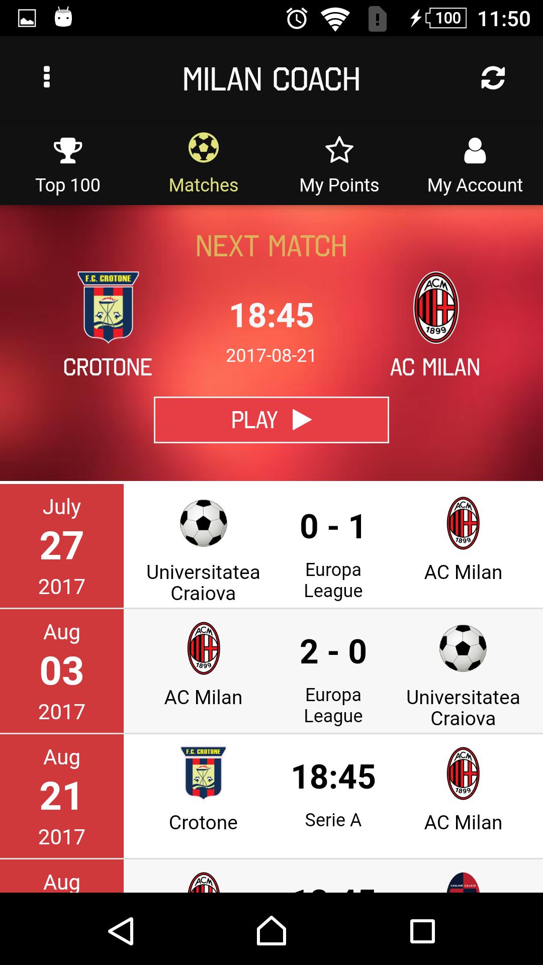 Milan Coach Game