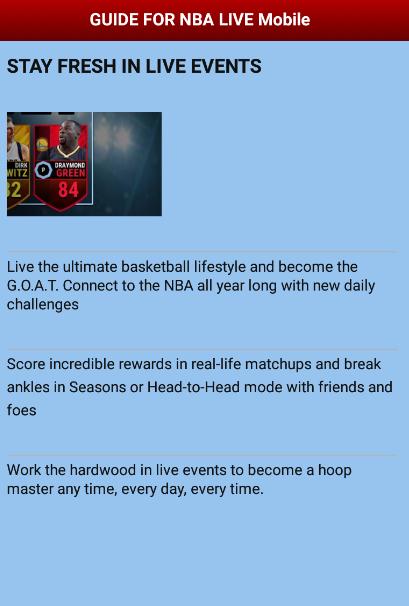 Guide For NBA LIVE Mobile 1