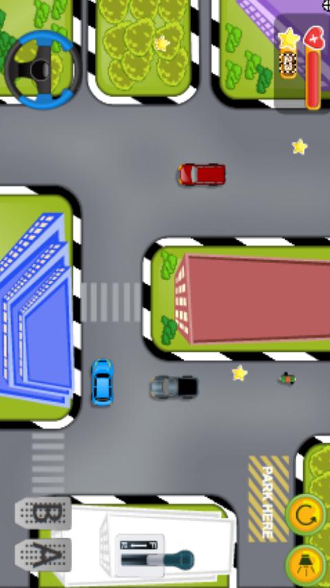 Park the blue car