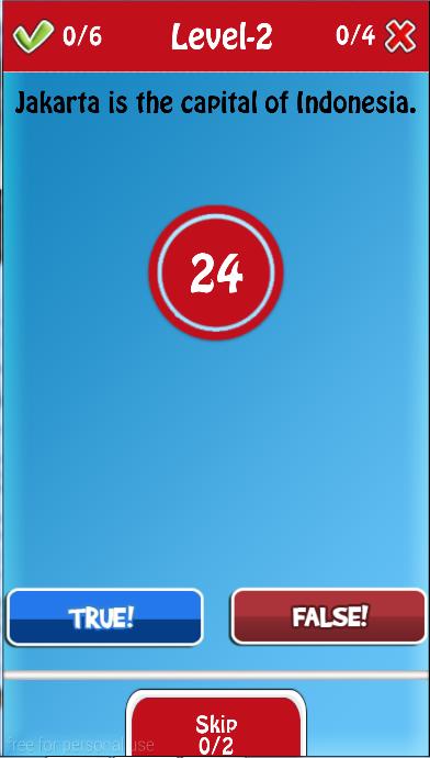 Capitals Quiz True | False